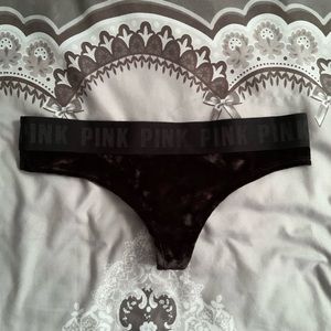 VS PINK Logo Velvet Thong